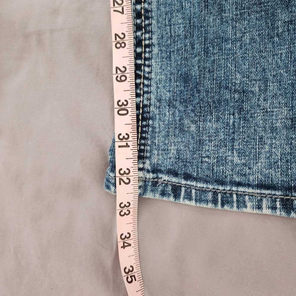 Affliction Blake Relaxed Straight Jeans Mens 36 Blue Acid Wash Embroidered Y2K - Picture 6 of 6